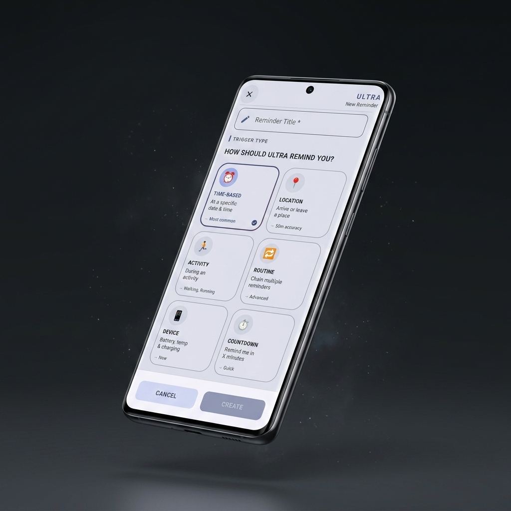 ULTRA app screenshot showing reminder details
