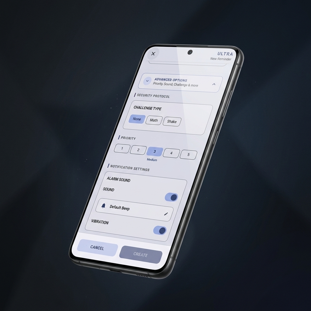 ULTRA app screenshot showing additional reminder features